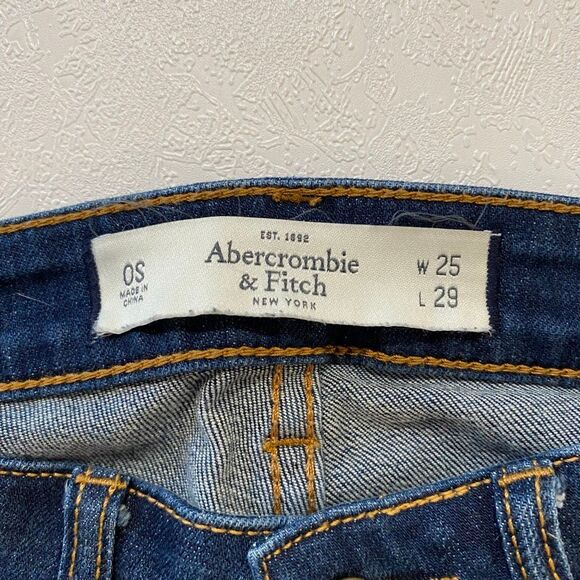 Abercrombie & Fitch Distressed Skinny Jeans Women’s W25 L29 Dark Wash Ripped Kne - Picture 2 of 9